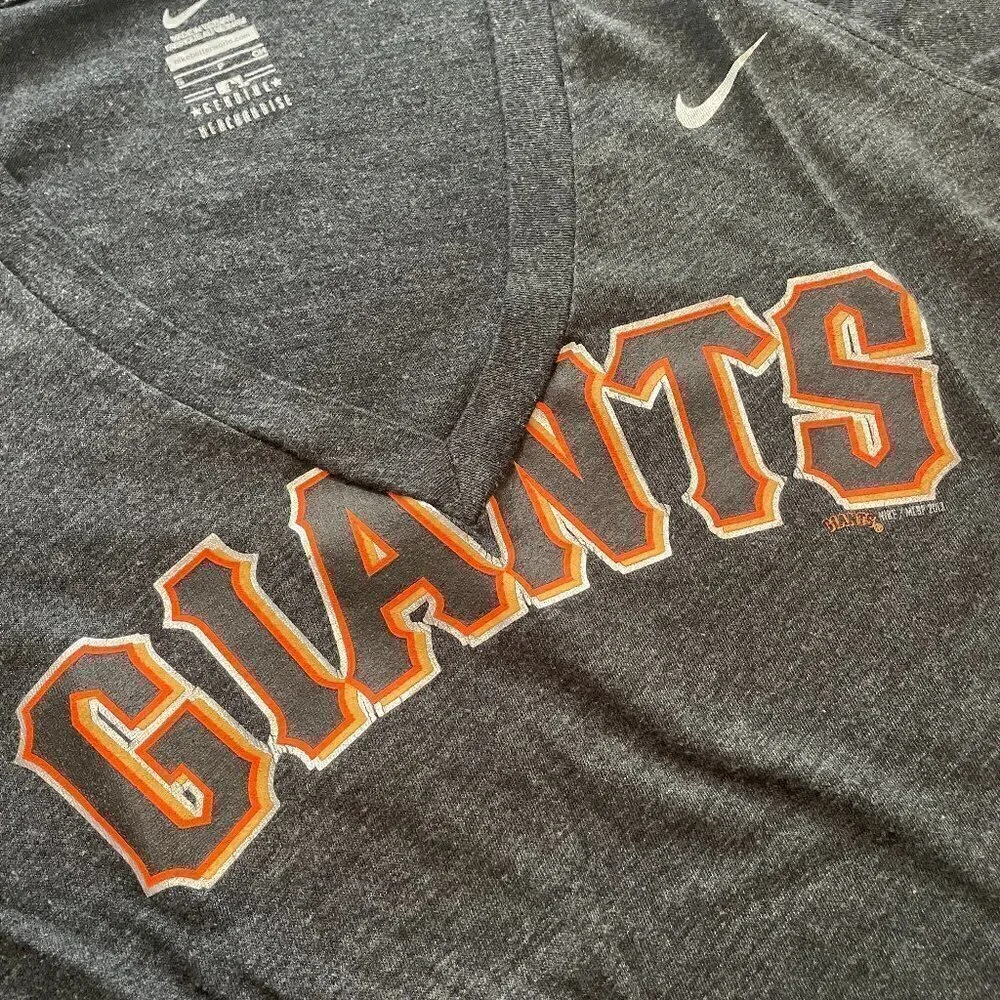 Nike San Francisco Giants Baseball Tee Shirt Womens Small Charcoal Gray Orange
